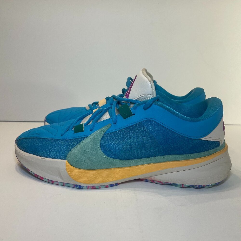 Nike Zoom Giannis Freak 5 Men Sneakers Nigeria Blue Lightning Ice Peach US 11.5